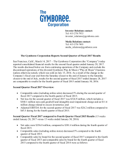 The Gymboree Corporation Reports Second Quarter of Fiscal 2017