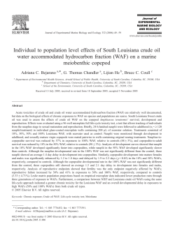 Individual to population level effects of South Louisiana crude oil