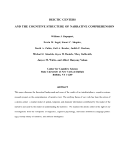 Deictic Centers and the Cognitive Structure of Narrative