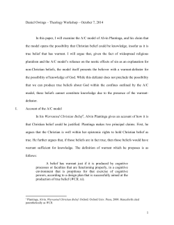 Daniel Owings &ndash; Theology Workshop &ndash; October 7, 2014 In this