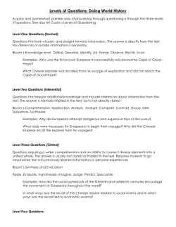 Levels of Questions: Doing World History