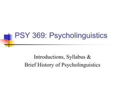 PSY 369: Psycholinguistics - Illinois State University