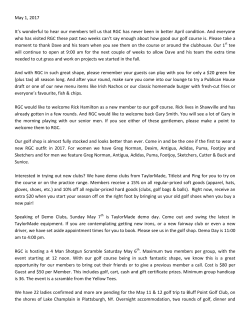 May 1, 2017 It`s wonderful to hear our members tell us that RGC has