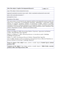 Cognitive Developmental Research