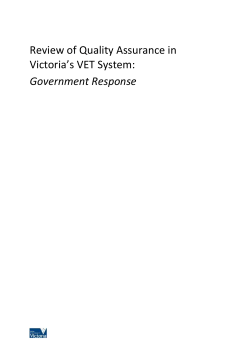 Review of quality assurance in Victoria`s VET system