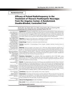 Efficacy of Pulsed Radiofrequency in the Treatment