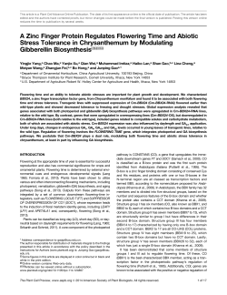 A Zinc Finger Protein Regulates Flowering Time and Abiotic Stress