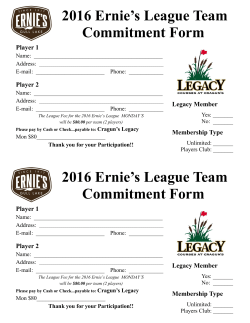 2016 Ernie`s League Team Commitment Form 2016