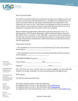 Revised 20 May 2014 Dear Accounts Payable: Our USP Accounts