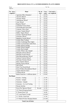 BROUGHTON HALL P.T.A. SUMMER BEDDING PLANTS ORDER
