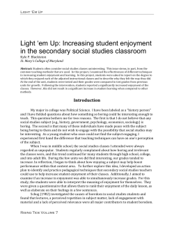 Light `em Up: Increasing student enjoyment in the secondary social