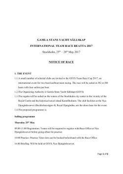 GAMLA STANS YACHT S&Auml;LLSKAP INTERNATIONAL TEAM RACE