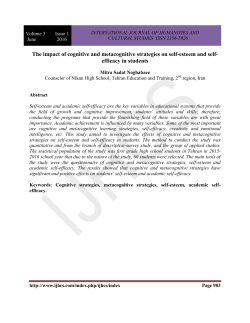 The impact of cognitive and metacognitive strategies on self