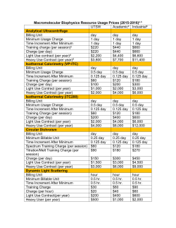 Biophysics Core Pricing Schedulea