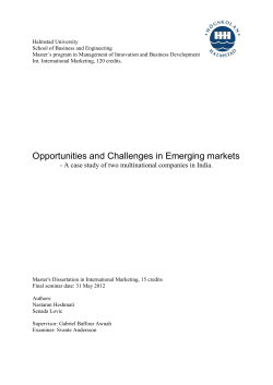 Opportunities and Challanges in Emerging markets