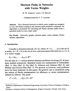 Shortest Paths in Networks with Vector Weights H. w. CORLEYI AND