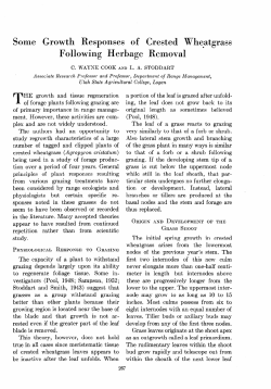 Some Growth Responses of Crested Wheatgrass Following