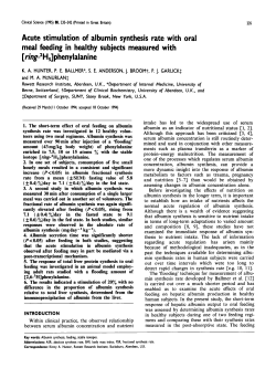 Acute Stimulation of Albumin Synthesis Rate with