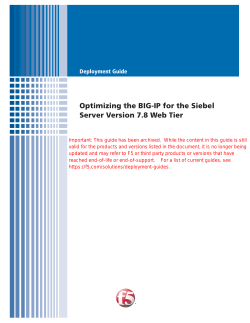 Optimizing BIG-IP for Siebel Server 7.8 Web Tier