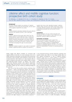Lifetime affect and midlife cognitive function: prospective birth cohort