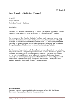 S3 Topic 9 Heat Transfer &ndash; Radiation (Physics)