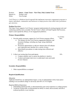 Position: Intern &ndash; Game Tester &ndash; Part