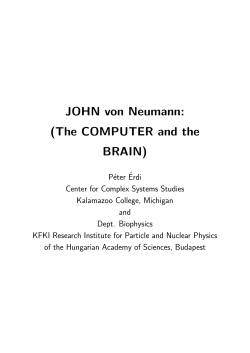 JOHN von Neumann - Kalamazoo College