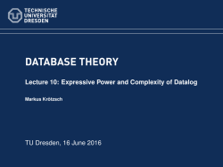 Database Theory - Lecture 10: Expressive Power and