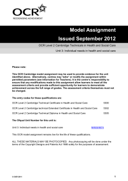 Unit 3 - Individual needs in health and social care