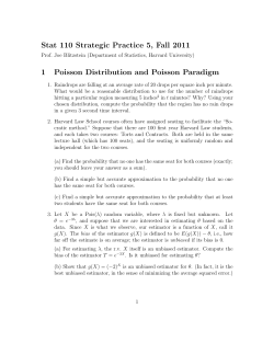 Stat 110 Strategic Practice 5, Fall 2011 1 Poisson Distribution and