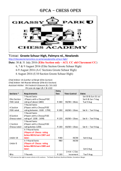 GPCA &ndash; CHESS OPEN Venue: Groote Schuur High, Palmyra rd