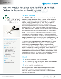 Mission Health Receives 100 Percent of At-Risk