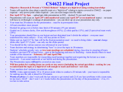 Presentations will occur on: April 24 th (odd