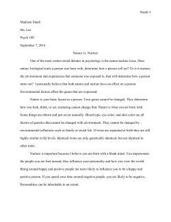 Nature Nurture Reflective Essay