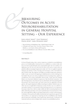 Measuring Outcomes in Acute Neurorehabilitation in General