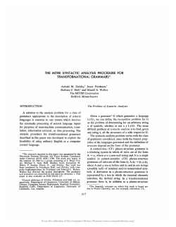 the mitre syntactic analysis procedure for transformational grammars