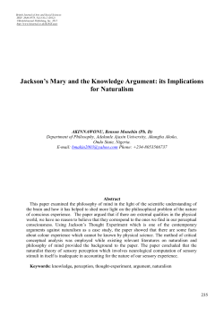 Jackson`s Mary and the Knowledge Argument: its