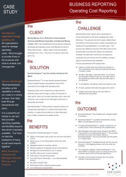 CASE STUDY BUSINESS REPORTING Operating Cost Reporting