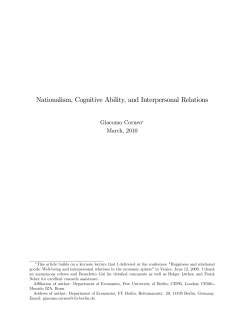 Nationalism, Cognitive Ability, and Interpersonal Relations