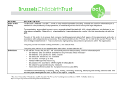 BCT Data Protection Policy full version