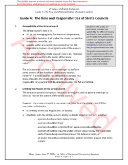 Guide 4: The Role and Responsibilities of Strata Councils
