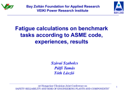 Fatigue calculations on benchmark tasks according to ASME code