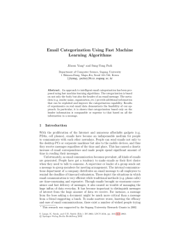 Email Categorization Using Fast Machine Learning Algorithms