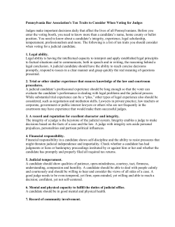 Ten Traits to Consider When Voting for Judges