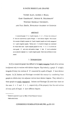 k-path irregular graphs yousef alavi, alfred j . boals, gary chartrand