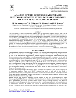 analysis of uric acid using carbon paste electrodes modified by