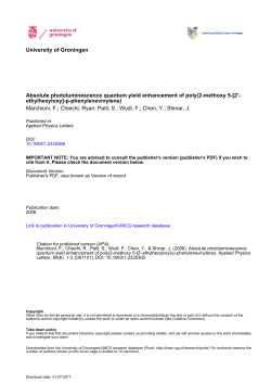 University of Groningen Absolute photoluminescence quantum yield