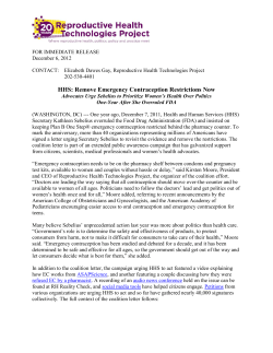 HHS: Remove Emergency Contraception Restrictions Now, RHTP