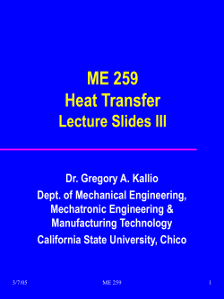 ME 259 Heat (and Mass) Transfer