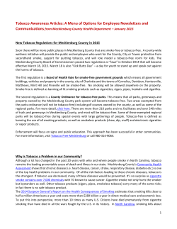 Tobacco Awareness Articles revised 12.23.14